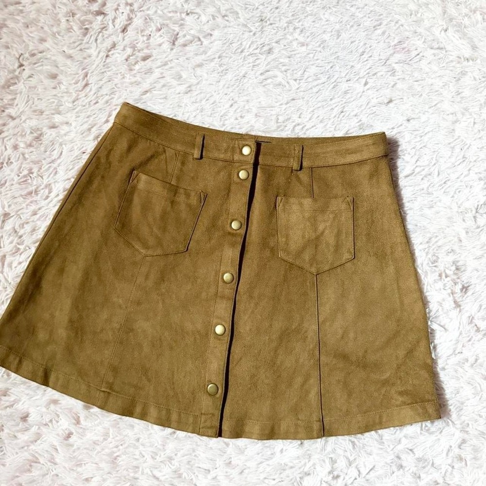 Rustic Warm Faux Suede Soft Autumn Country Mini Skirt Womens M Cottage Core Boho